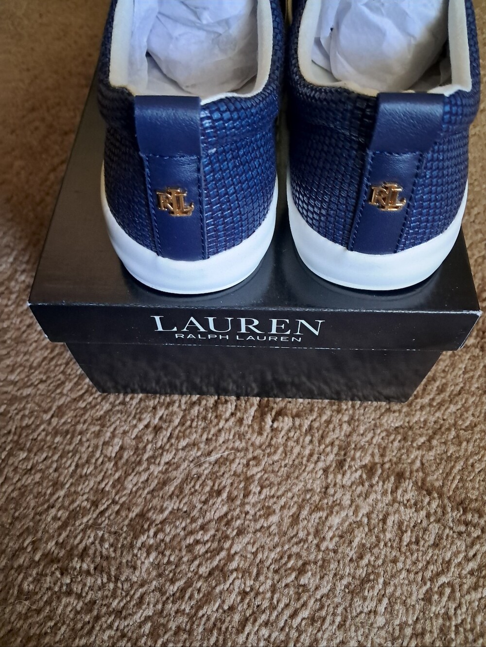 NIB Ralph Lauren Navy Slip-On Sneakers. - Picture 3 of 6